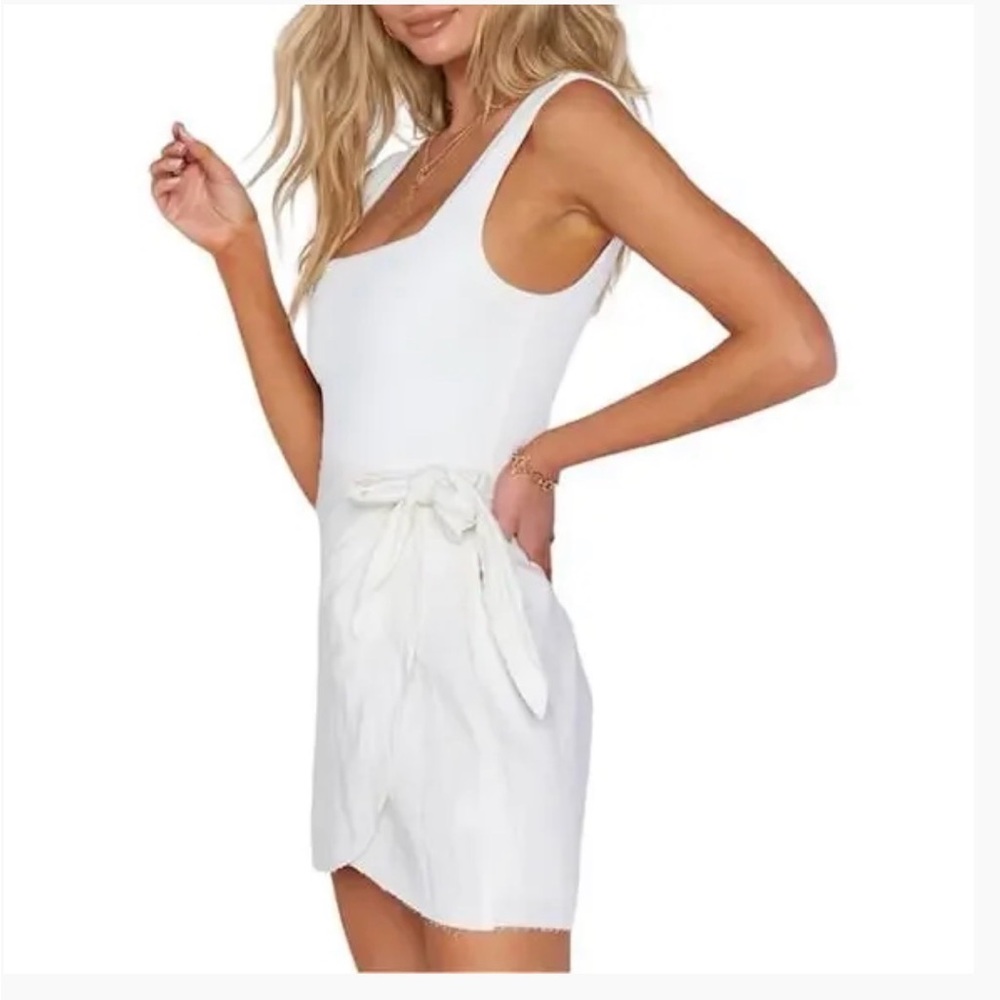 Show Me Your MuMu Iva Wrap Skirt in White Linen Blend L